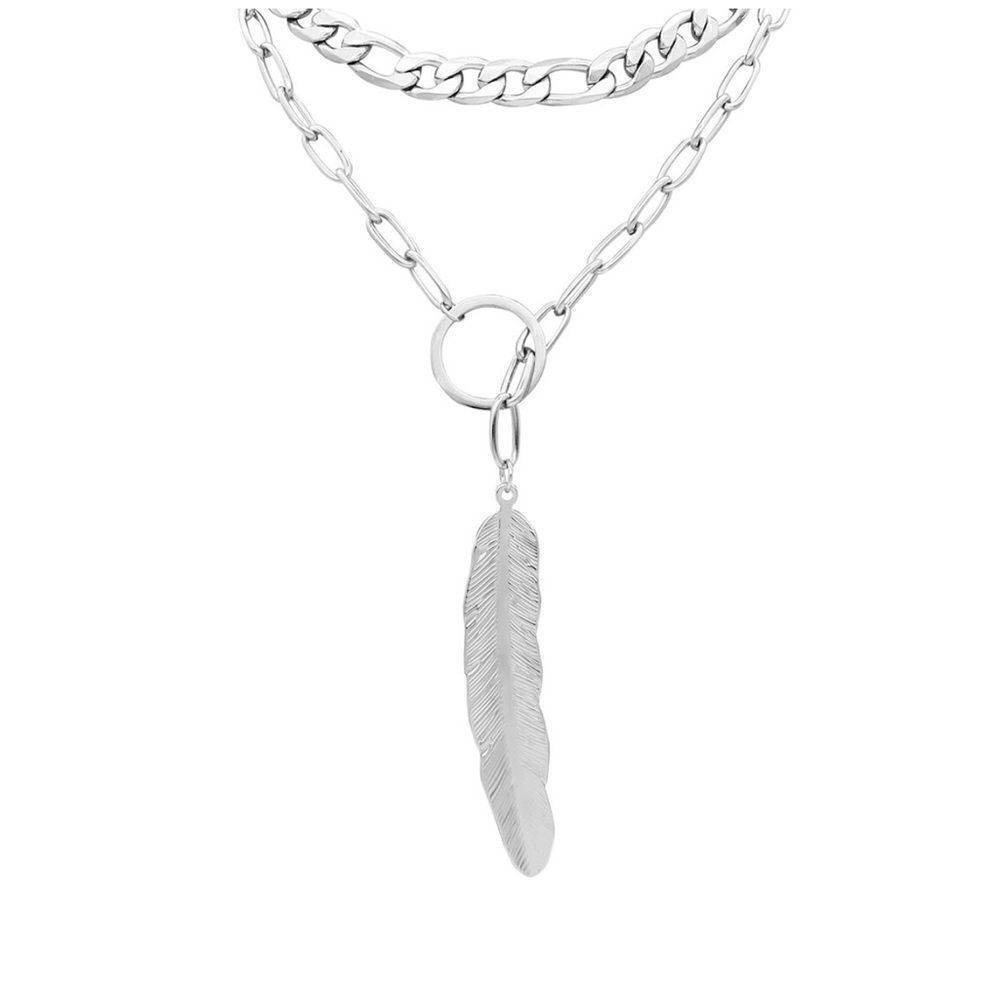 Stainless Steel Leaf Y Necklace